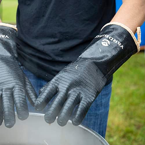 Yardbird 4077501101 Poultry Processing Scalding Gloves 100% Waterproof, Heat Resistant, Textured Neoprene Material, Extra Long Cuffs Protect Forearm, 1 Pair, Black