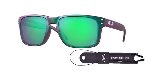 Oakley Holbrook OO9102 9102T4 55MM TLD Matte Purple Green Shift/Prizm Jade Square Sunglasses for Men + BUNDLE Accessory Leash + BUNDLE with Designer iWear Eyewear Kit…