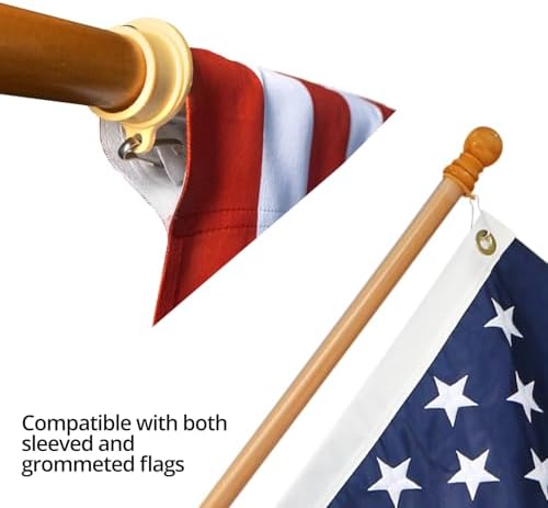 Anley 56" Pine Wooden House Flagpole - for Sleeve House Flags (28" x 40") - Wood Flag Pole with Tangle Free Design, Rotating Rings and Anti-Wrap Tube -Flag and Flagpole Holder NOT Included