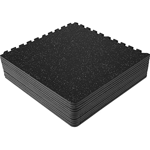 VEVOR 6PCS 0.56 inch Thick Gym Floor Mats, 24" x 24" EVA Foam & Rubber Top Interlocking Workout Floor Mats with 24 sq.ft Coverage, Waterproof Exercise Puzzle Flooring for Gym, Home, Garage, Basement