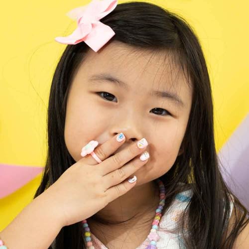 KISS imPRESS No Glue Mani Press On Nails, Mini Nail Artist Kit, 3-D Effect, Pink, Kids Size, Squoval Shape, Includes 26 Fake Nails, 4 Sticker Sheets, 1 Mini Nail File