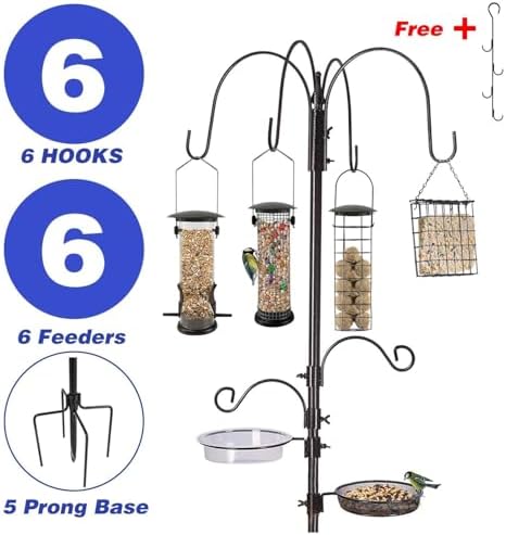 ERYTLLY Bird Feeding Station Kit Bird Feeder Pole Wild Bird Feeder Hanging Kit Planter Hanger Multi Feeder Hanging with Metal Suet Feeder Bird Bath for Attracting Wild Birds