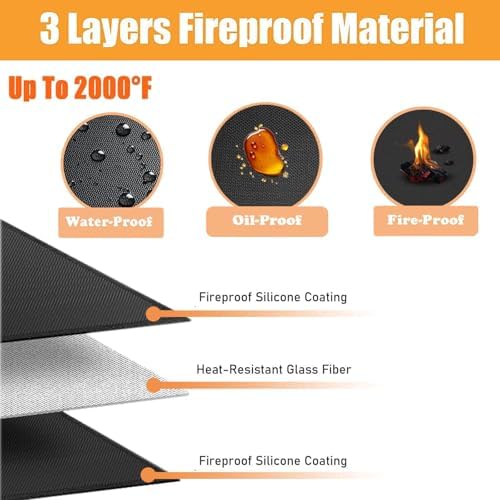 48x30'' Grill Mats for Outdoor Grill, Fireproof Heat Shield for Grill, Protecting Deck Railing Wall from Grill Heat and Oil Stain,Prevent Fence and Wall from Being Blackened by BBQ Smoke.