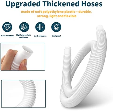 1.25" Pool Hose Replacement for Intex Pump - 59" Long Hose for Intex Filter Pump 607, 637, 1.25" Pool Connection Hose for Above Ground Pools 330GPH 530GPH 1000GPH Filter Pump (2 Hoses with 4 Clamps)