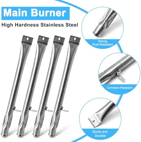 Adviace Replacement Parts for Nexgrill 720-0830X 720-0888S, 4-Pack Grill Burners Igniters Flame Tamers Kit Replacement for Nexgrill 4 Burner 720-0830X Gas Grill