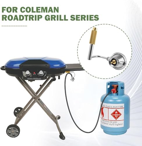 1 lb to 20 lb Propane Adapter Hose & Griddle Regulator Assembly C001 Replacement for Coleman Roadtrip LXX LXE LX Party 5010000743 Accessories, Coleman Roadtrip 9949 Series Griddle Regulator- 4FT
