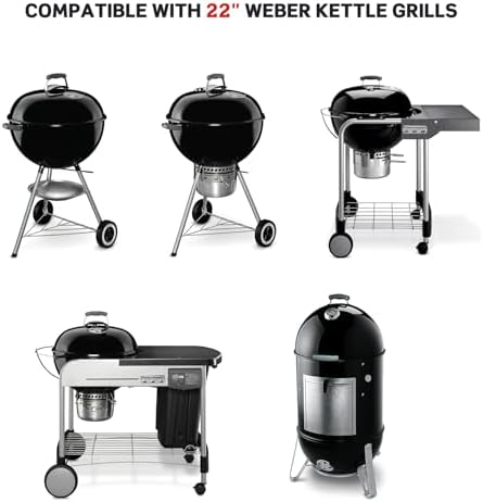 Skyflame Charkettle 2-in-1 Cast Iron 21.5 Inch Grill Grate Replacement Gourmet BBQ System, Compatible with Weber 22-1/2 inch Kettle Charcoal Grills