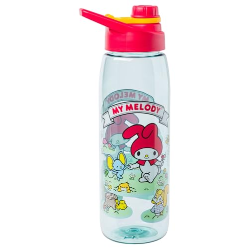 Silver Buffalo Sanrio Hello Kitty and Friends My Melody with Meadow Friends Water Bottle with Screw Lid, 28 Ounces