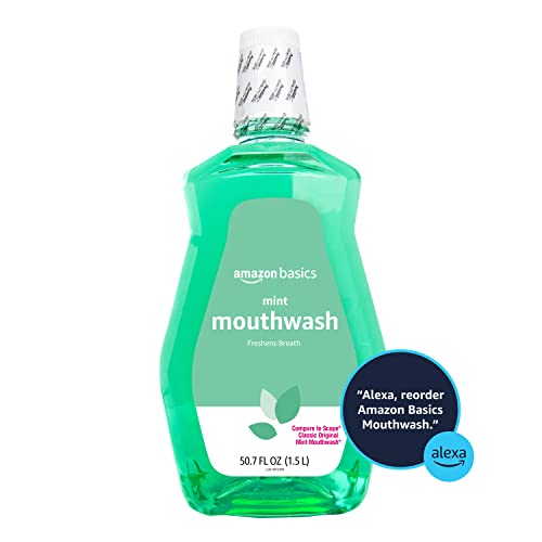 Amazon Basics Fresh Breath Mouthwash, Mint, 50.7 Ounce (Pack of 1), (Previously Solimo)