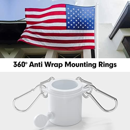 American Flag with Pole for House, 5FT Flag Pole Kit with us flag 3x5 heavy duty outdoor indestructible, Tangle Free Flag Pole with Bracket for Residential, Commercial, Outdoors Garden, White