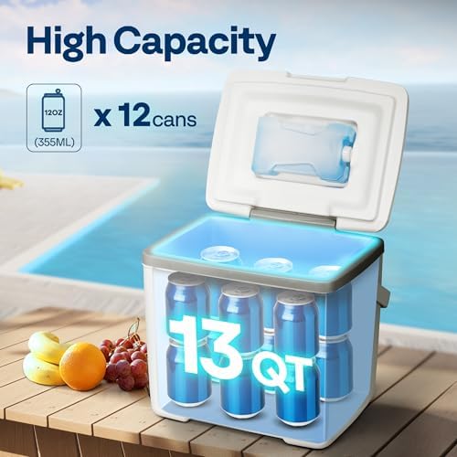 VIVOHOME 13QT Portable Pool Cooler with Handle - Hanging Poolside Design, Insulated Hard Cooler for Above-Ground Pools, Keeps Drinks Cold Up to 3 Days, Great for Pool Party, Fishing, Camping, Beach