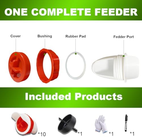 10 PCS Chicken Feeder Port DIY Automatic Chicken Feeder, Poultry Feeder, No Waste, Rat-Proof, Waterproof