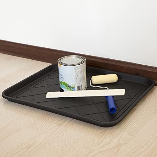 All-Weather Boot Tray - Water-Resistant Plastic Mud Pan, Pet Food Tray, and Outdoor or Indoor Shoe Mat for Entryway by Stalwart (Black)