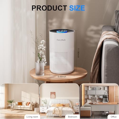 Air Purifiers for Home Bedroom Sleep Mode & Aroma Function, Room Air Purifier with 3 Timer for Office, Dorm, Hotel (White)