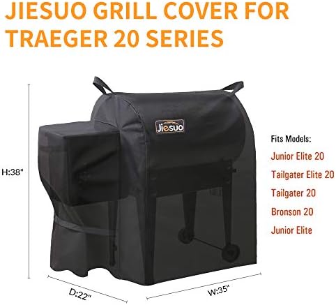 Cover for Traeger 20 Series, Junior & Tailgater Grills, Heavy Duty Waterproof Wood Pellet Grill Covers, Outdoor Full Length Grill Cover