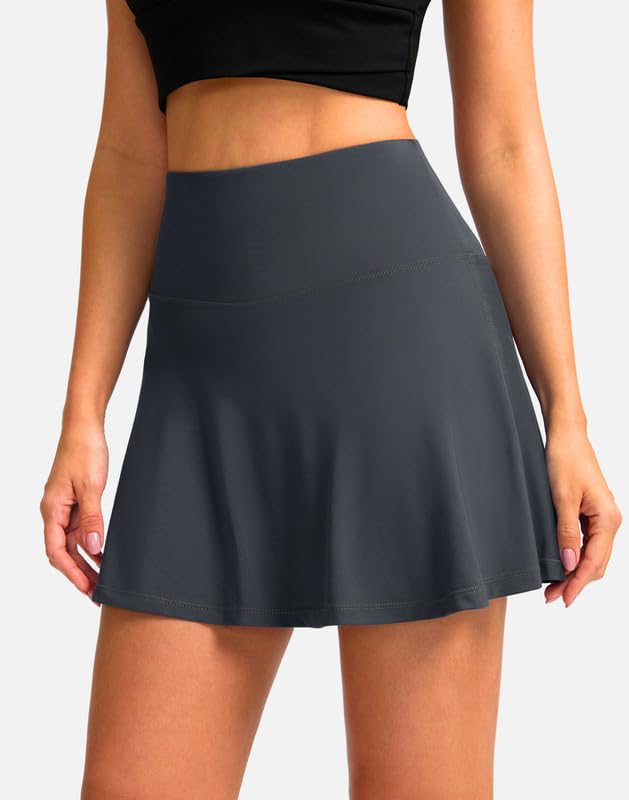 Women's Cycling Skirts 4D Padded Bike Shorts with Pockets High Waist Biking Skort for Road Mountain Bicycle Riding(Darkgrey S)