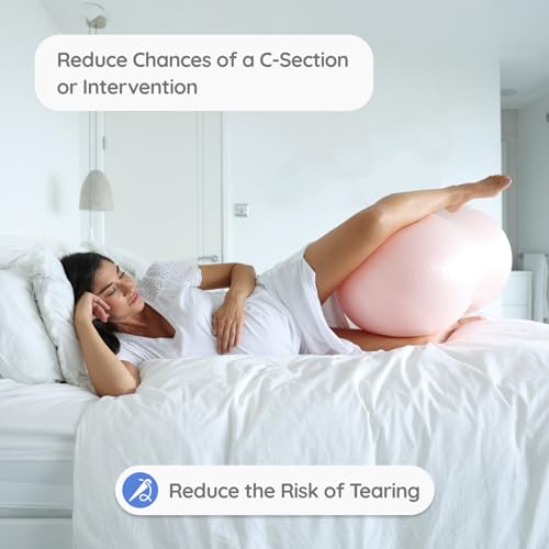 BABYGO® Peanut Ball for Labor Birth Pregnancy Exercise | Birthing Ball Maternity Labor Exercise Book & Foot Pump Included | Anti Burst Nude