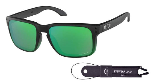 Oakley Holbrook OO9102 9102E4 57M Jade Fade/Prizm Jade Square Sunglasses For Men + BUNDLE Accessory Leash Kit + BUNDLE with Designer iWear Eyewear Kit