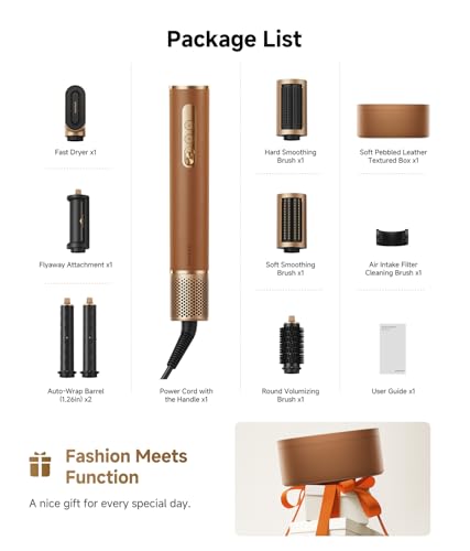 DREAME AirStyle Pro 7-in-1 Hair Styler & High Speed Dryer | Magnetic Attachments for Curling, Smoothing, Volumizing | Fast Drying, Frizz Control, Cool Shot | Luxury Leather Package