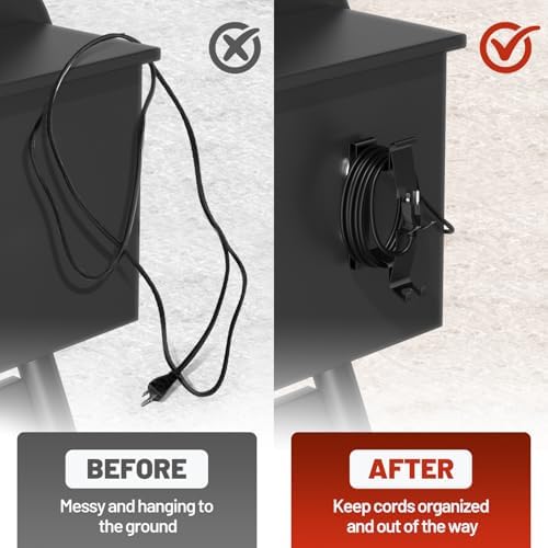 All-Metal Magnetic Power Cord Organizer with Strong Magnet, Coinicxcel Cable Holder for Most Wood Pellet Grill Smoker with Open Plug Slot & Hook, Suit for Traeger Grill Accessories, BBQ Accessories