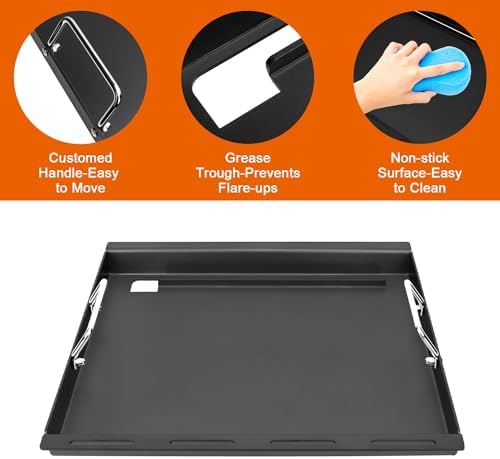 Full-Size Griddle Inserts for Weber Spirit I & II 200 Series Grills, Flat Top Grill Griddle for GS4 Spirit E-210 E-220 S-210 S-220, Rectangular Grill Insert Replacement for 7637 Grates