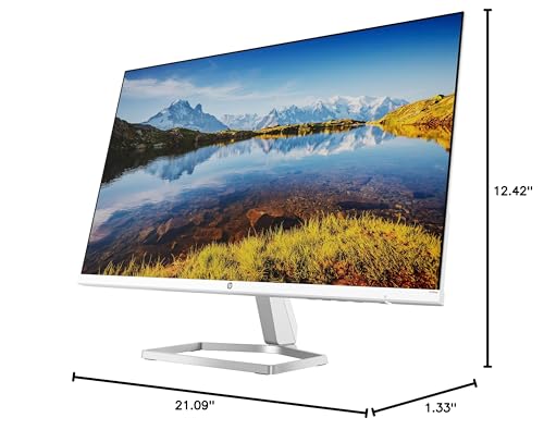 HP Series 5 524sa Thin & Light Monitor with Speakers 94C36AA#ABA (Replaces M24fwa) 24" IPS FHD Anti-Glare 300 Nits Display, Flicker-Free, 1xHDMI, White/Silver (2025 Model) w/DKZ Hub USB Port Expander
