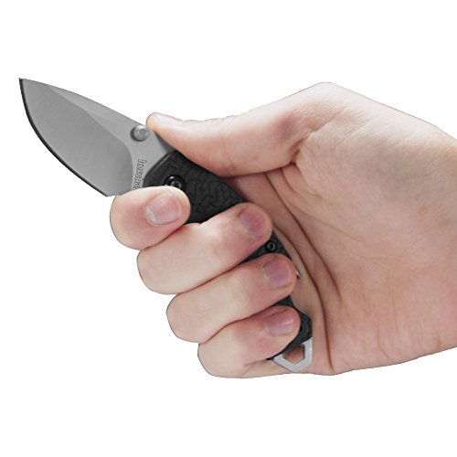 Kershaw Shuffle Multifunction Pocket Knife (8700) with 2.4 In. Stainless Steel Blade with Bead-Blasted Finish and Black K-Texture Handle, Features Flathead Screwdriver and Bottle Opener, 2.8 oz.
