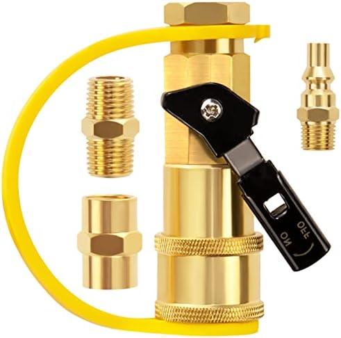 1/4" RV Propane Quick Connect Adapter for Propane Hose, Quick Connect or Disconnect Kit Fitting Shutoff Valve and Full Flow Plug 1/4" Male NPT 1/4 Inch Female NPT for RV,Trailer,BBQ