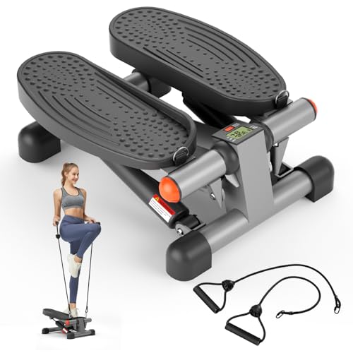 SIRHOME Mini Steppers for Exercise, Stair Stepper with Resistance Bands, Stepper with 330LBS Loading Capacity, Stepper Exercise Equipment with Resistance Bands for Full Body Workout with LCD Monitor
