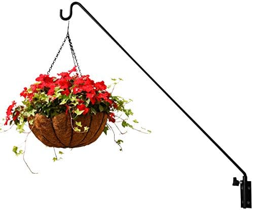 ERYTLLY Extended Reach Deck Hook Wall Pole Wall Mounted, Extensible and Adjustable 28 inch to 43 inch Bracket for Hanging Bird Feeder,Plants,Wind Chimes,Lanterns