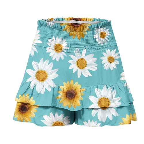 Generic Same Day Clothing Delivery Shorts for Women Trendy Summer High Waisted Ruffle Tiered Skirts Skorts Dressy Casual Cute Flowy Beach Vacation Shorts Pantalones Cortos, Medium, A28_light Blue