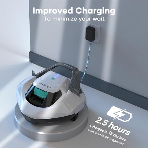AIPER Cordless Robotic Pool Cleaner, Pool Vacuum Lasts 90 Mins, LED Indicator, Self-Parking, Ideal for Above-Ground Flat Pool up to 860 sq.ft.