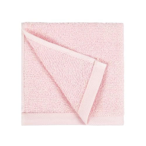Amazon Basics face Towels for bathroom, 100% Cotton Extra Absorbent washcloth , Fast Drying - salon towel - 24 Pack Petal Pink (12 x 12 inches)