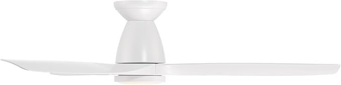 Modern Forms Skylark Indoor and Outdoor 3-Blade 54in Smart Flush Mount Ceiling Fan Matte White with 2700K-3000K-4000K-5000K Selectable LED Light Kit and Remote Control works with iOS or Android App