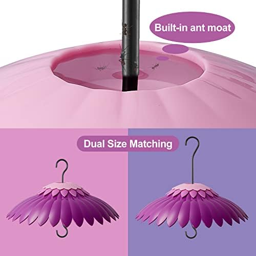Baffle for Bird Feeder Cover With 3 Hooks - Suitable for Hummingbird and Wild Bird Feeders, Built-in Moat, Protective Hanging Cover, 14 Inches (Deep Purple)