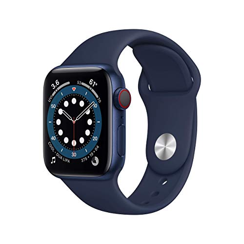 Apple Watch Series 6 (GPS + Cellular, 40mm) - Blue Aluminum Case with Deep Navy Sport Band (Renewed)
