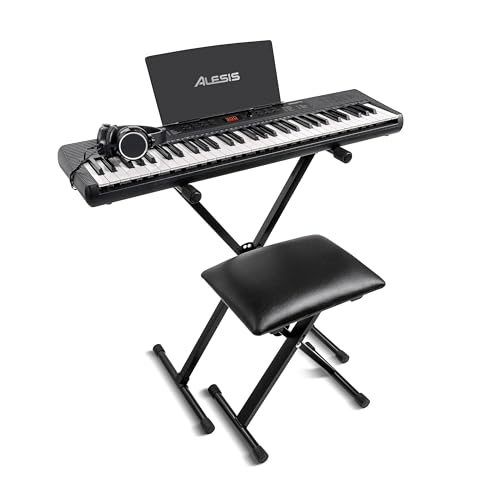 Alesis Melody 61 MK4 Keyboard Piano for Beginners with 61 Keys, Speakers, Stand, Bench, Headphones, Tablet/Sheet Music Stand, 300 Sounds and Music Lessons