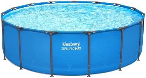 Bestway Steel Pro MAX 15’ x 48" Round Metal Steel Frame Above Ground Outdoor Backyard Swimming Pool for Families, Pool ONLY
