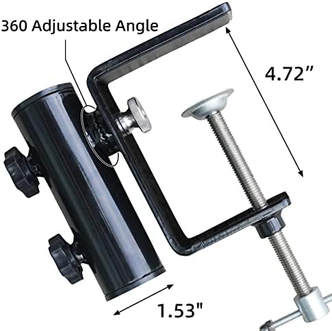 AMMSUN Heavy Duty Upgraded Patio Umbrella Clamp Clip Steel Umbrella Stand Holder Fit Square Balcony Railings Mount Attaches to Railsor Fence Post Railing Bleachers Benches Tailgates Outdoor, 2.62 lbs