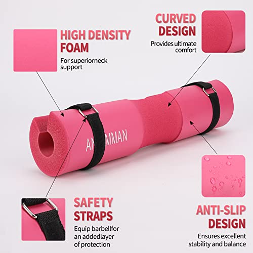 AN AMMAN Barbell Pad Perfect for Squat, Hip Thrust - Relieves Neck and Shoulder Pain Thick Foam Cushion - Gym Workout Smith Machine Thruster Weightlifting Pink Marble Pattern AM001PT