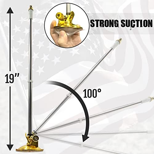 Anley US National Car Flag & Flagpole with Air Suction Mount - Outdoor Suction Cup Style Flag Pole for Car, Truck, Boat and Vehicle with American Flag (Set of 2)