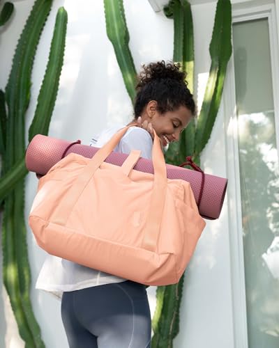 BAGSMART BAGSMART Gym Bag for Women, Carry on Weekender Overnight Bag, Travel Duffel Bags with Trolley Sleeve, Personal Item Travel Bag Tote Bag Workout Dance Bag, Orange-34L