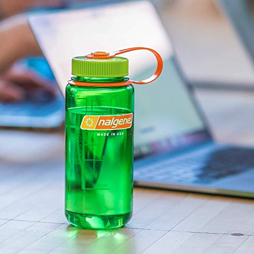 Nalgene Sustain Tritan BPA-Free Water Bottle Made with Material Derived from 50% Plastic Waste, 16 OZ, Wide Mouth,Grey
