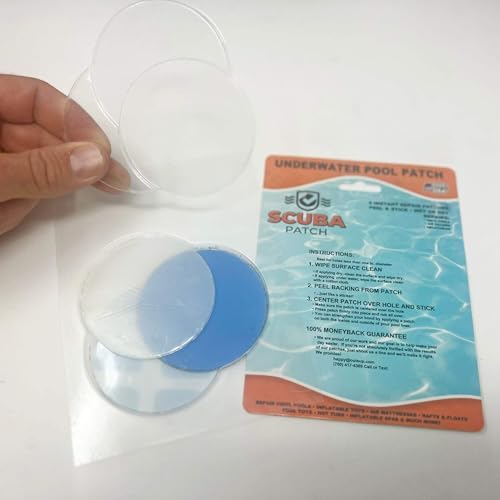 All-in-One Repair Kit for Above-Ground Pools | Fast, Underwater-Capable Peel-and-Stick OR Adhesive Glue-Down Vinyl Patches & for Easy Set and Frame Pools 6 Inch Peel and Stick