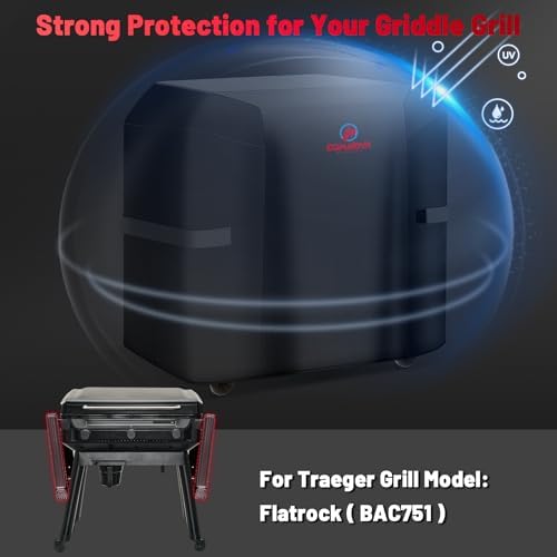 Comnova Grill Cover for Traeger Flatrock - Premium Flat Top Griddle Cover for Traeger Waterproof & Heavy Duty, 600D Gas BBQ Cover Accessory for Treager Flatrock Flat Top Grills (BAC751)