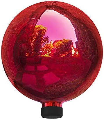 Alpine Corporation 10" Diameter Indoor Outdoor Glass Gazing Globe Yard Decor, Red