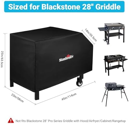 Stanbroil 28" Griddle Cover for Blackstone 2 Burner Grills, 600D Heavy Duty Waterproof Anti-UV Canvas Flat Top BBQ Cover for Blackstone 28" Outdoor Cooking Gas Grill Griddle