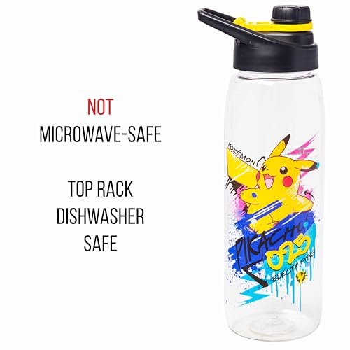 Silver Buffalo Pokémon Skate Graffiti Electrifying Pikachu Tritan Water Bottle, Screw Top Lid, 28 Ounces