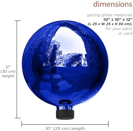 Alpine Corporation 10" Diameter Indoor Outdoor Glass Gazing Globe Festive Yard Decor, Blue