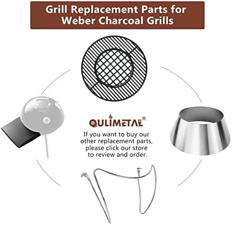 QuliMetal Grill Lid Holder for Weber Charcoal Kettle Grill 22.5 Inch and 18.5 Inch, Kettle Grill Accessories for Weber Kettle, Slide a Side Lid Prop, Charcoal Grill Accessories, Stainless Steel